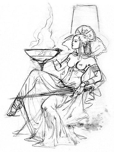 Minor Arcana: Cups - Queen of Cups (Sketch)